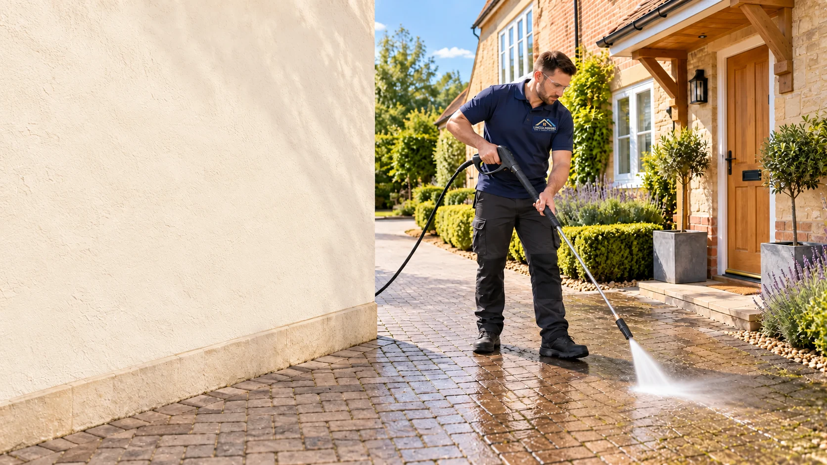 Illustrative driveway pressure washing